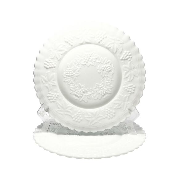 Imperial Glass Other - Imperial Glass “Grape” Pair of Large Milk Glass Dinner Plates 10 1/2” Marked